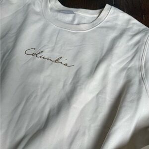 Columbia Cream Sweatshirt with Brown Script Logo 2X